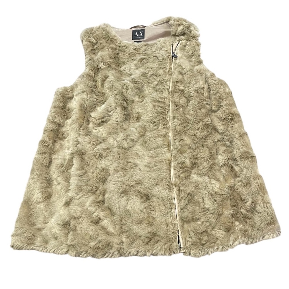 Armani Exchange AX Women Casual Curly Vest Faux Fur Brown Zip/Button Sz S/P